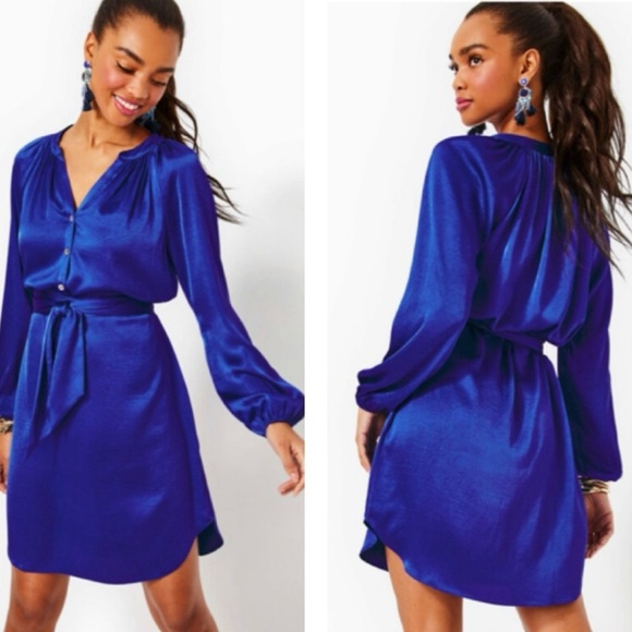 Lilly Pulitzer Dresses & Skirts - NWT Lilly Pulitzer Saige Long Sleeve Dress in Alba Blue Size L